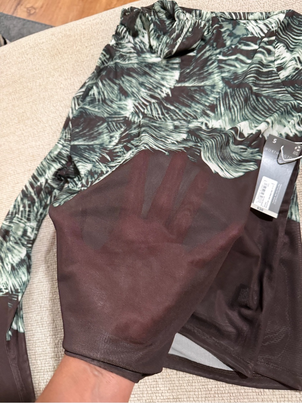 Worthington Green Palm-Print Skirt and Top set NWT - Picture 7 of 7